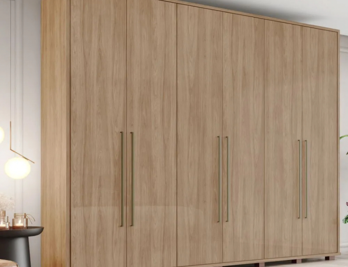 Roupeiro Atalaia 06 Portas D218-198 Jequitiba Brilho -Henn